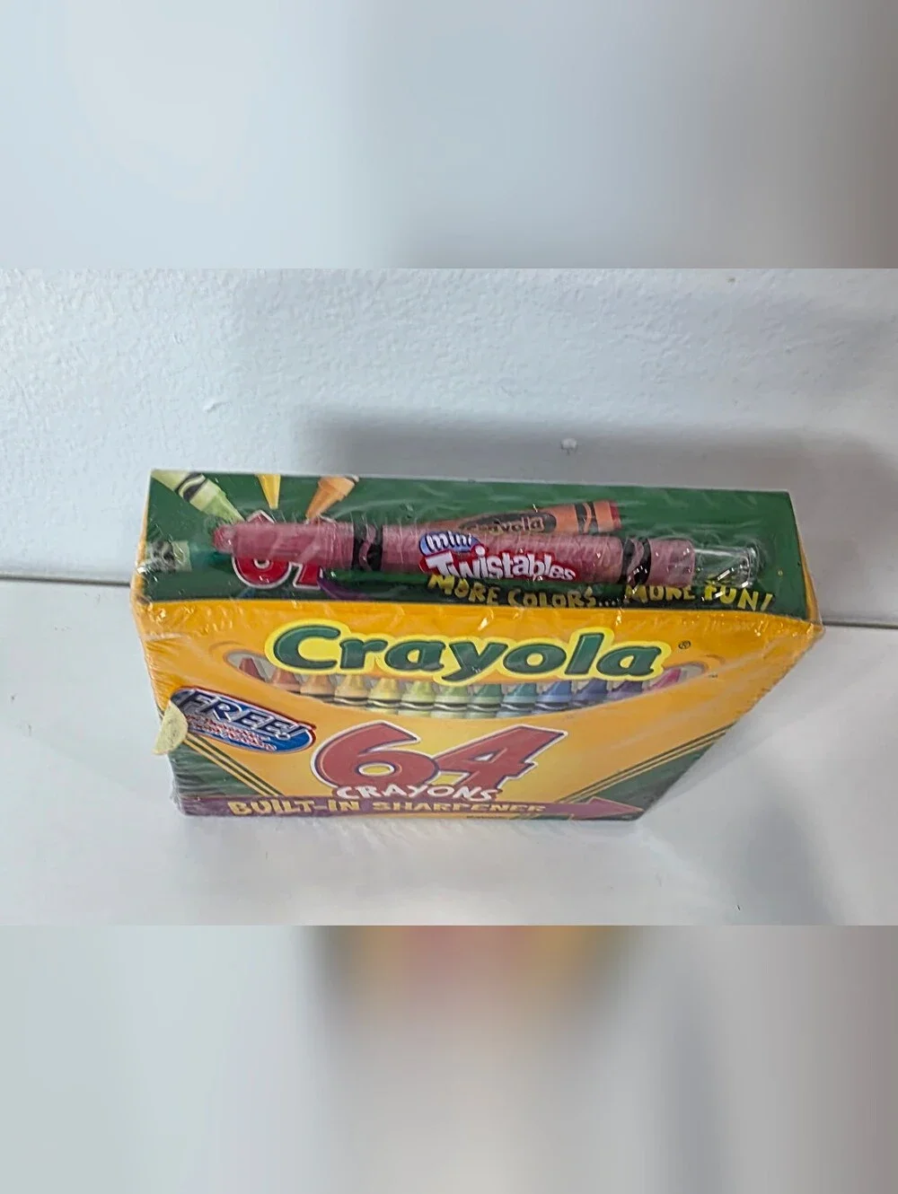 Vintage 2006 SealedCrayola 64-Count Crayons with Built-In Sharpener - Yellow Box